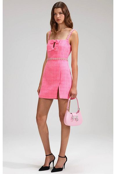 nish for you Pink Mini Stone Detail Designer Dress
