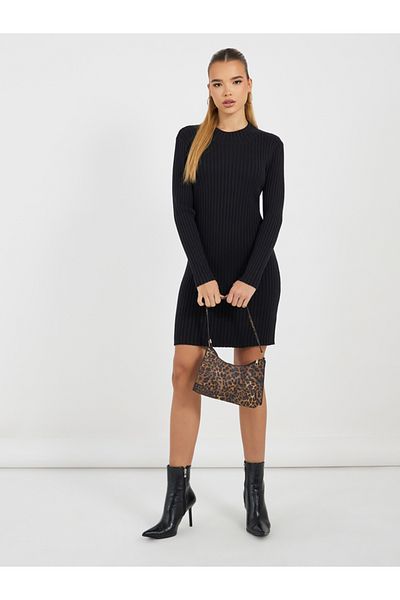 Styli Ribbed Knit Sweater Mini Dress