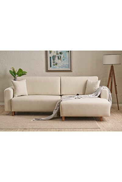 Rabi Mane Yataklı Köşe Koltuk Krem Sağ