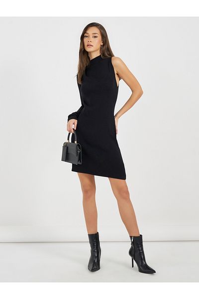 Styli Plain One Shoulder Sweater Mini Dress