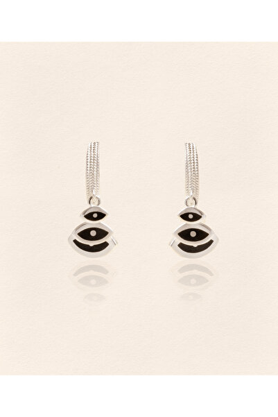 Luna Merdin Üç Göz Küpe Siyah Silver