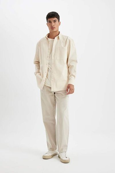 DeFacto Relax Fit Basic Solid Long Sleeve Shirt Jacke aus Baumwolle D1651ax24au