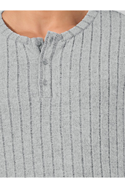 Styli Ribbed Long Sleeves T-Shirt & Open Hem Pyjama Set