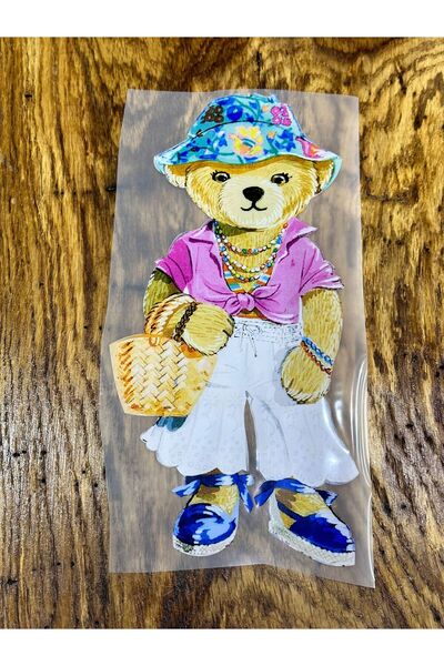 Gönülden Tasarım 28X13 CM URSA DE PĂRĂ ROZ STICKABLE CU FIER DE CUCUTĂ GTRANS...