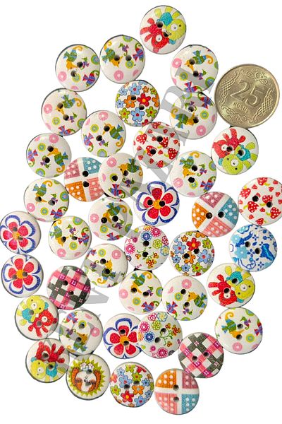 Kent Pazarı 40 Pieces of White Patterned Knitted Buttons - Baby Vest