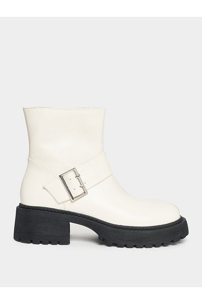 Raid By Styli Solid Buckle Detail Biker Ankle Boots