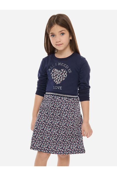 Victor and Jane By Styli Glitter Print Round Neck Knee Length Dress