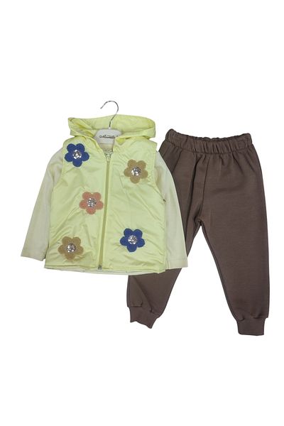 Moonstar Floral Print Inflatable Vest and Badi Bottom Tracksuit Set for Girl