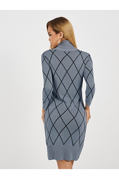 Styli Argyle Pattern Sweater Mini Dress