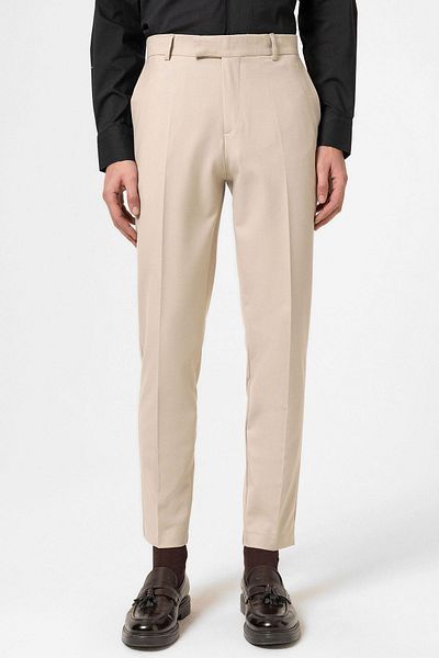 Antioch Beige Classic High Waist Men's Trousers