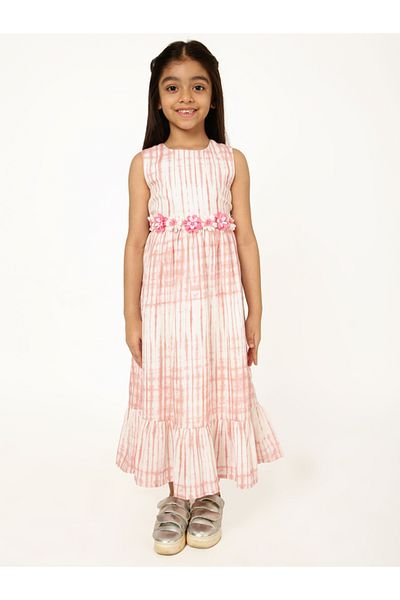 Styli Flower Applique Tie-Dye Print Dress