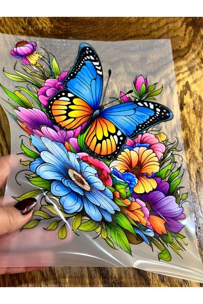 Gönülden Tasarım 29X23 CM FERĂȚĂ ADESIVĂ COLORATĂ, FLORI, FLUTURI, TRANSFER DE IMPRIMARE ARMĂ PATCH