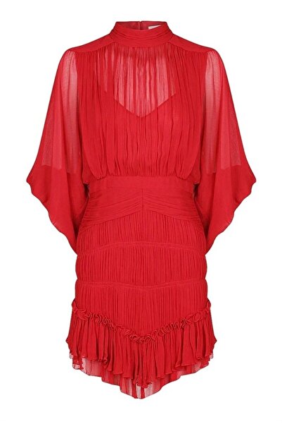 nish for you Kırmızı Uzun Kol Tasarım Elbise