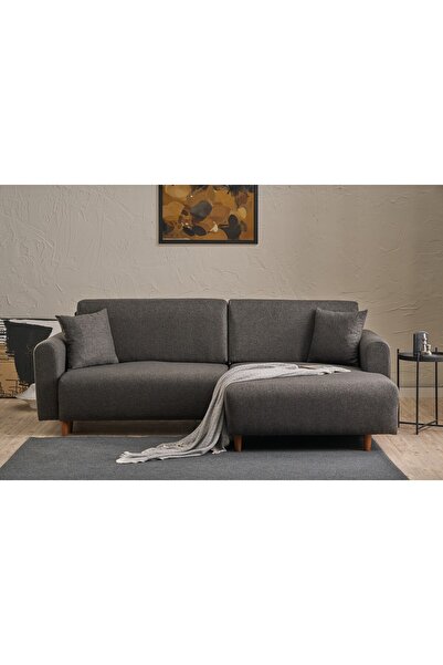 Rabi Mane Yataklı Köşe Koltuk Antrasit Sağ