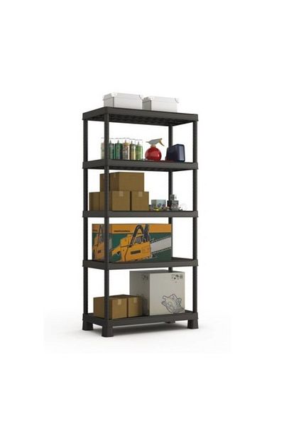 Keter Plus Shelf Tribac Black 90x45x182cm - Customizable and Stackable with Adjustable Connectors