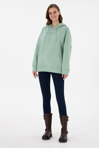 U.S. Polo Assn. Γυναικείο φούτερ με κουκούλα Aqua Green 50292370-VR048