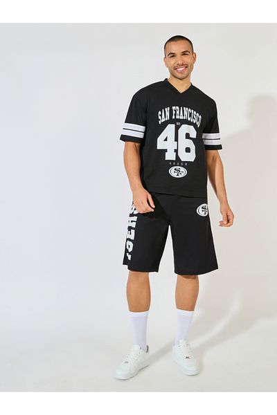 Styli NFL 49-Ers Mesh Oversized T-Shirt & Shorts Athleisure Co-Ords