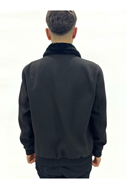 Brango Yakası Kürklü Kaşe Mont