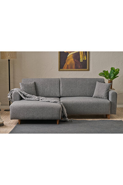 Rabi Mane Yataklı Köşe Koltuk Gri Sol