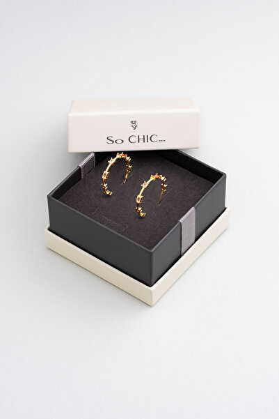 So CHIC... Sofistike Renkler 18 Ayar Sarı Altın Kaplama Gümüş Halka Küpe