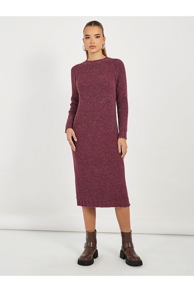 Styli Knitted Sweater Midi Dress with Long Sleeves