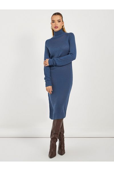 Styli Textured Knit Sweater Knee Length Dress