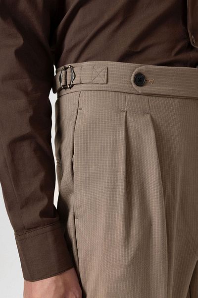 Antioch Mink High Waist Striped Double Leg Men's Trousers