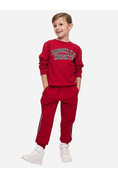Victor and Jane By Styli Slogan Print Round Neck Sweatshirt & Joggers Set