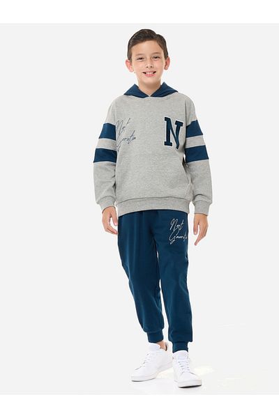 Victor and Jane By Styli Slogan Print Regular Fit Hoodie and Joggers Set