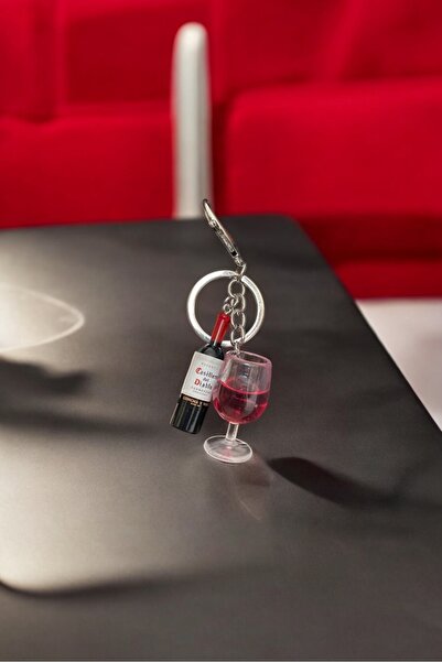 Huit Şarap kadehi ve şarap şişesi çoklu anahtarlık, çanta askısı, charm
