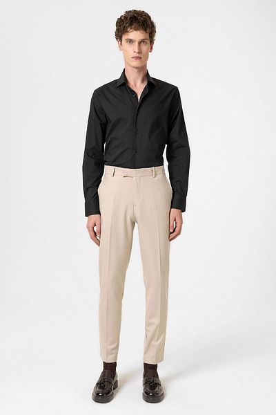 Antioch Beige Classic High Waist Men's Trousers