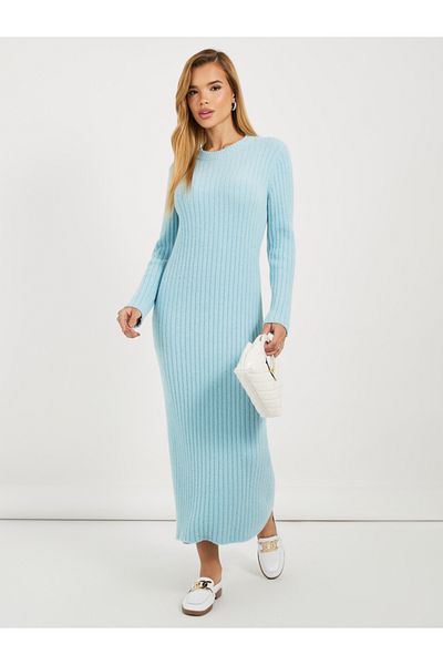 Styli Knitted Sweater Maxi Dress with Long Sleeves
