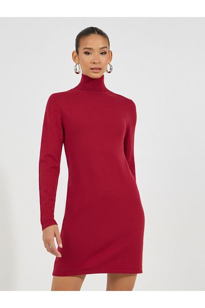 Styli Turtle Neck Knit Sweater Mini Dress