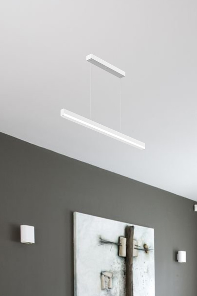 Hegza Lighting Magro 120cm ( Beyaz Kasa, Beyaz Işık ) Ledli Sarkıt Modern Led Avize, Salon, Mutfak, Masa