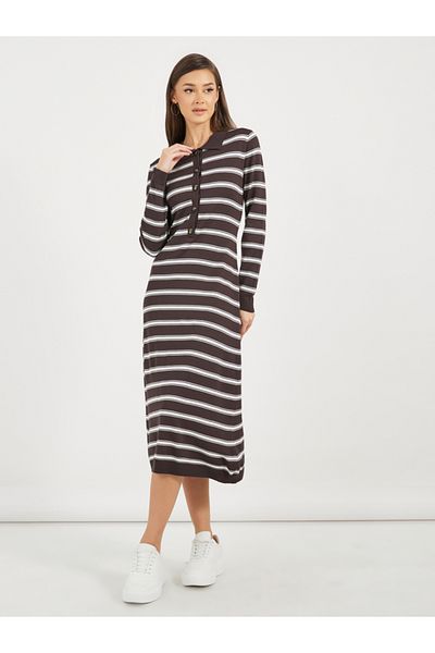 Styli Striped Long Sleeves Sweater Midi Dress