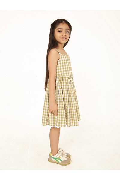 Styli Gingham Check Strappy Dress