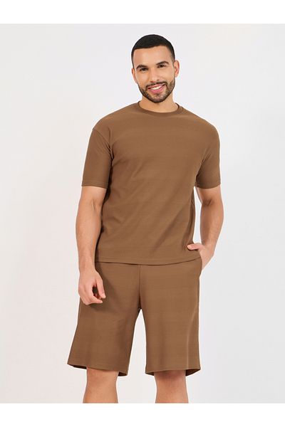 Styli Textured Knit Oversized T-Shirt & Shorts Co-Ords