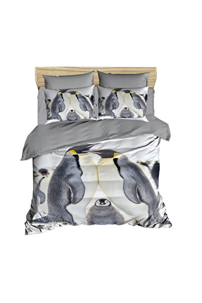 Fabeteks مجموعة وسائد غطاء لحاف رقمية ثلاثية الأبعاد من Penguins and Baby Pen...