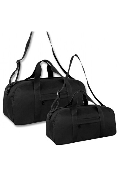 Cennec Siyah Büyük ve Küçük Boy Spor/Seyahat Çanta Seti