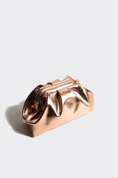 Berlesi Pochetă de seară din piele metalizată pentru femei Copper
