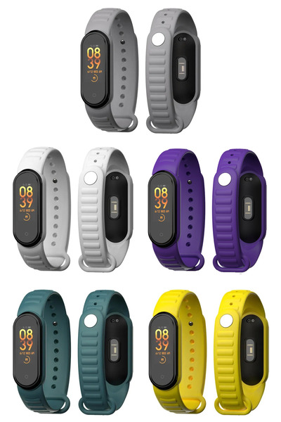 PUFWİN Xiaomi Mi Band 5 Ve 6 Uyumlu Loop Desenli Silikon Kordon Seti 5li