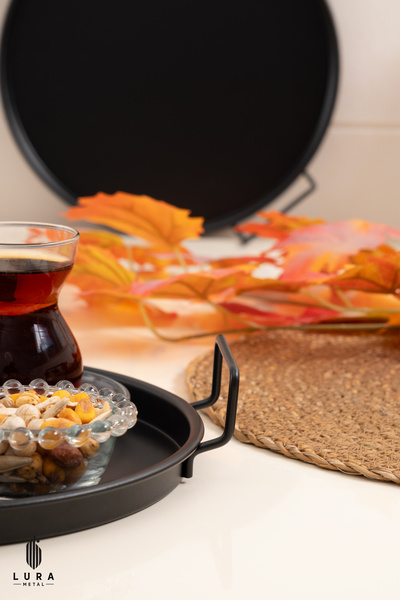 Skygo Set of 4 Vera Black Metal Coffee and Tea Presentation Trays - 25 cm