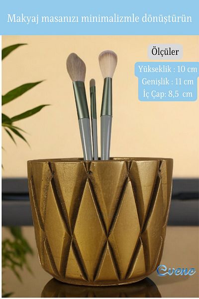 Evene Organizator de machiaj antic de culoare aurie - Organizator pentru pensule Model 18