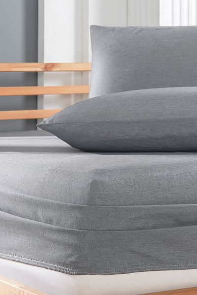 Rebeka Home Collection Anthracite Akfil Fabric Elastic Fitted Padded Sheet Set