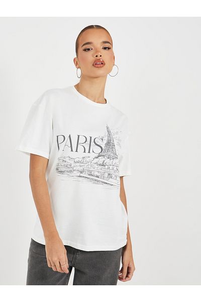 Styli Oversized Paris Graphic Print Round Neck T-Shirt