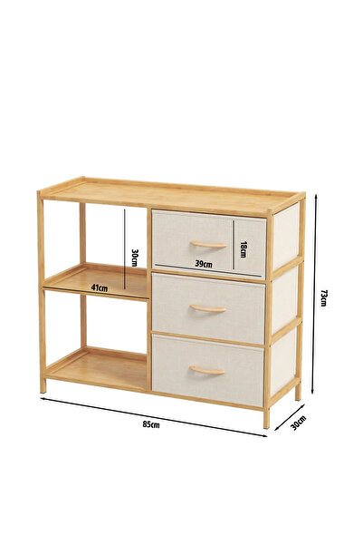 Digithome Bambu 2 Raflı 3 Çekmeceli Dolap Çok Amaçlı Düzenleyici Organizer Şifonyer Db-0017
