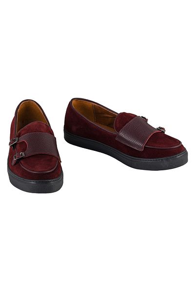 NOOSY Tenis pentru bărbați din piele naturală roșu Claret