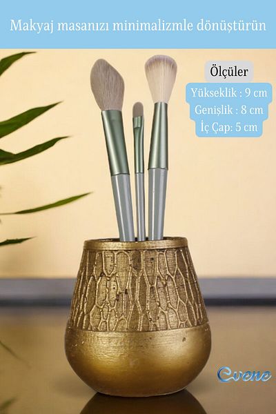 Evene Gold Colored Makeup Organizer - Brush Holder Organizer Model 3
