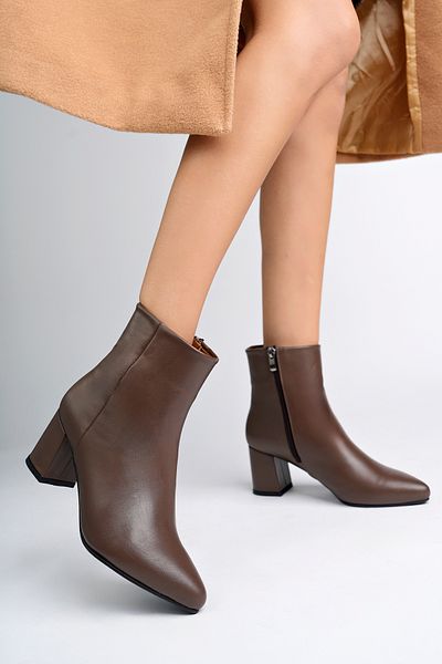 Deripabuc Genuine Leather Women's Brown Heeled Leather Boots Dp02-0001
