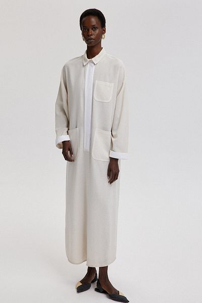 Touché Privé Strukturiertes Leinenkleid mit Streifendetail